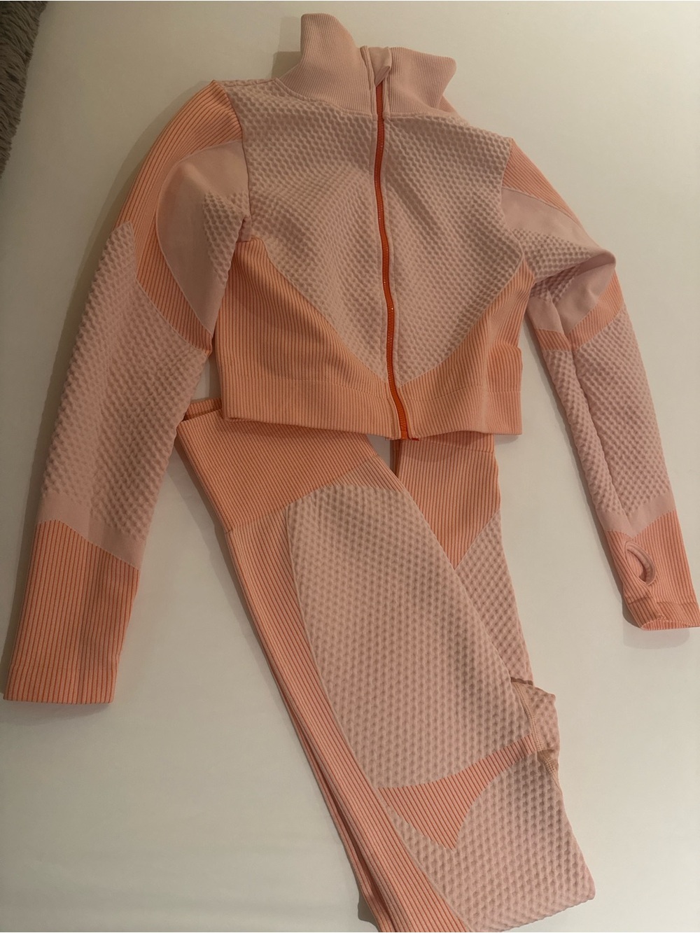 SHEIN Peach Knit Zip-Up Crop Hoodie